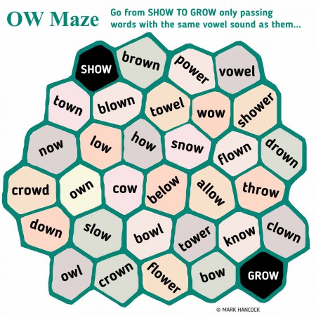 Mark's spelling maze 'ow' - hancockmcdonald.com/materials/marks-spelling-maze-ow